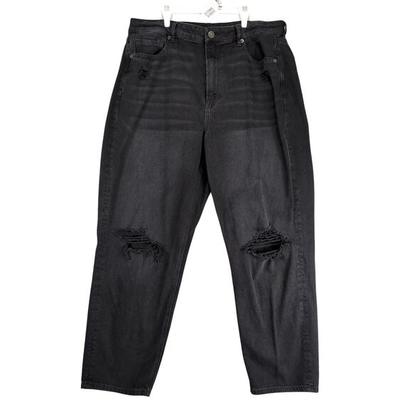 American Eagle Black Jeans Women's 16R Stretch 34x27" Distressed Edgy Casual - Picture 1 of 10
